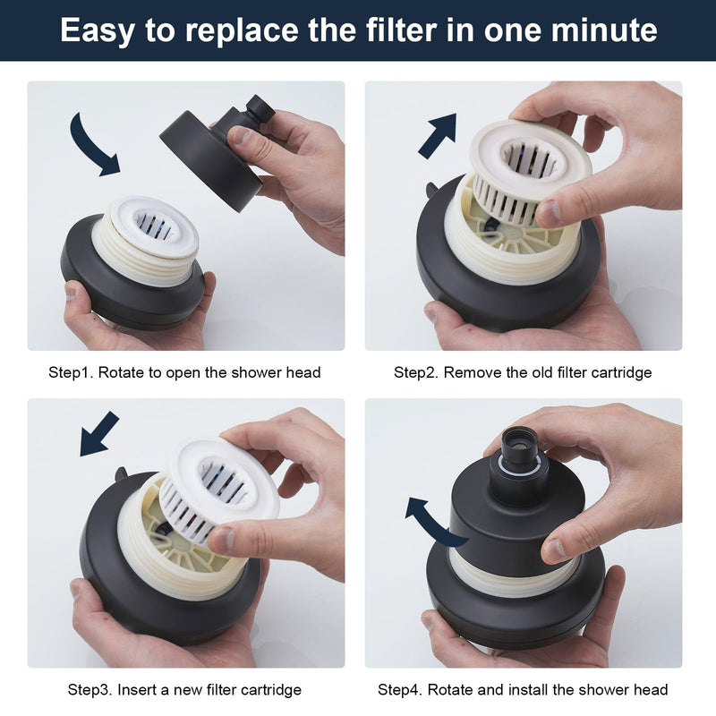 High Pressure Shower Filter Head Oil Rubbed Bronze Fixed Shower Head 7 Settings, 5 Inch Bathroom Rain Shower Head with Enhanced Filter for Hard Water, Reduces Chlorine and Harmful Substances