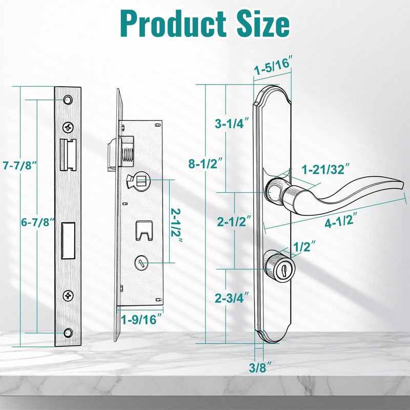 Maxxgeek Flat Slot Storm Door Mortise Lock Body Fits for Older Storm Doors, 2-1/2" Handle PZ, Handle Not Included (Matte Black) Matte Black