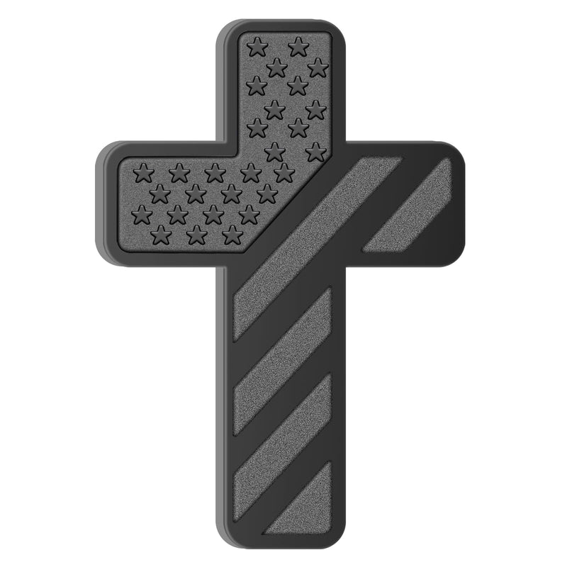 Cross Christian Car Emblem – Patriotic USA Flag Zinc Alloy 3D Badge with 3M Adhesive – Cross Decal for Car, Truck, Window, Door, Toolbox, or Home Decor (Matte Black) Matte Black