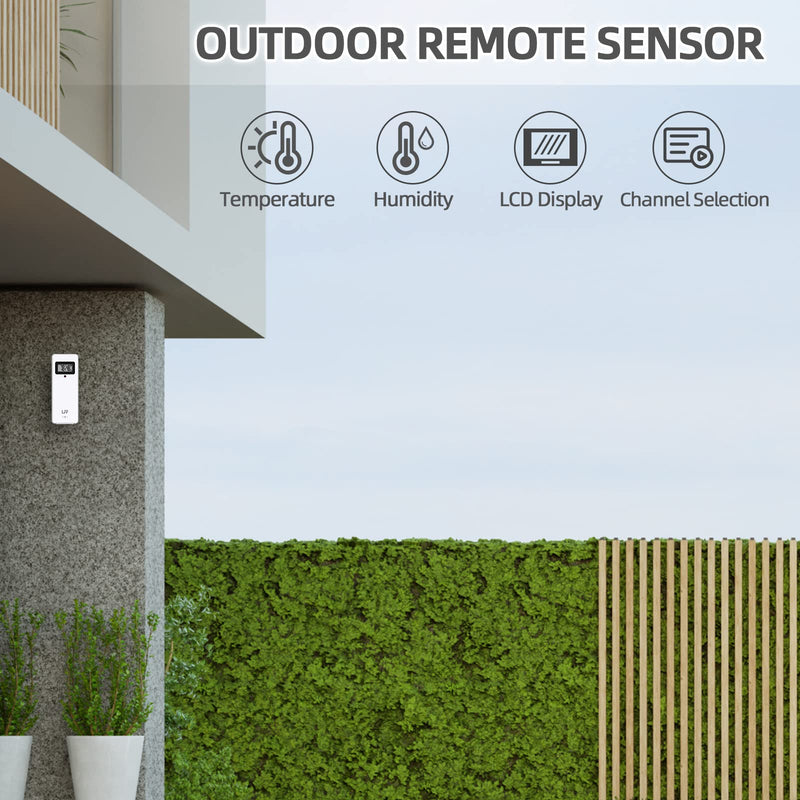 LFF Wireless Remote Sensor With Indoor Outdoor Temperature and Humidity, LCD Display for Weather Station, Atomic Clock - Updated Version