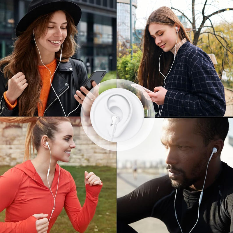 2-Pack Wired Earbuds with Microphone, 3.5mm Stereo Earphones, Corded in-Ear Headphones, Hands-Free Calls, Call (Black & White)