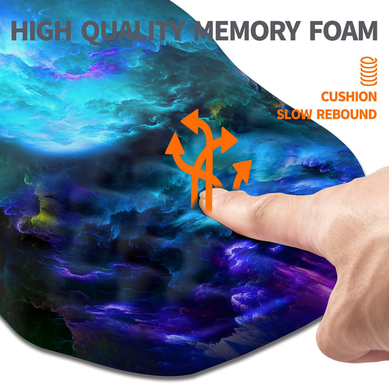 Ergonomic Slope Mouse Pad Wrist Support, Wrist Rest Mousepad for Carpal Tunnel Pain Relief with Massage Bulge and Slow Rebound Memory Foam (12x8 inch, Nebula) AM044-nebula