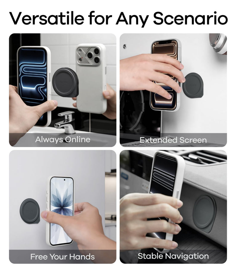 Aulumu AC01 for MagSafe Sticker | Multifunctional Magnetic Pad | Compatible with Double-Sided Magnetic Accessories | Reusable | for Bathrooms, Refrigerators, Kitchens, Screens, etc. | Gray