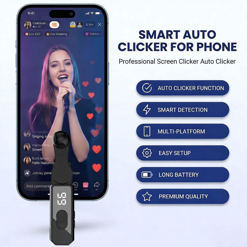 2 Pack Auto Clicker Tapper for Tiktok Live iPhone iPad Android, 107 Speeds Autoclicker Auto Screen Tapper Rechargeable - Tiktok Tapper & Tapper for Tiktok 2 Black