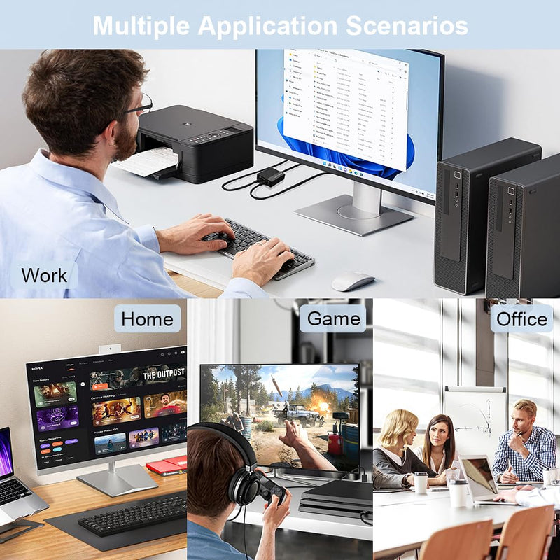 Ethernet Splitter 1 to 2 1000Mbps, Either Network Splitter with USB Power 1 in 2 Out Gigabit Dual LAN RJ45 Port Router Switch Work with Cat6/7/8 Cable [2 Devices Simultaneously Networking]