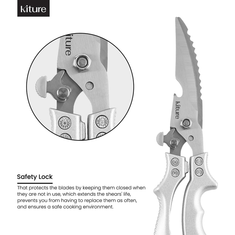 Heavy Duty Kitchen Shear with Bonus MultiPurpose and Herb Scissors 420 Stainless Steel for Chicken, Meat, Fish and Poultry Gift Set with Kitchen Shears for Food and Herbs Scissors by Kiture Modern Kitchen gadgets