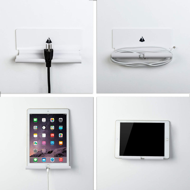 TXEsign Adhesive Wall Phone Tablet Holder Mount Stand for Tablet Smartphones eReader Wall Holder Mount Shelf (White) Tablet Holder (White)
