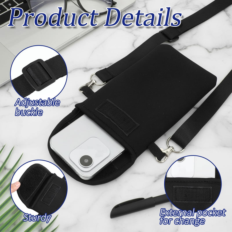 Universal Cell Phone Pouch, Waterproof Neoprene Phone Sleeve with Neck Strap Lanyard Holder, Around Neck Carrying Case for Cellphone Men Women 1 Pcs