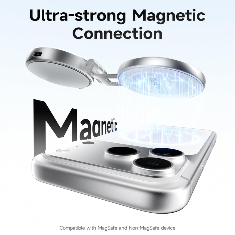 7RYMS 7Lite L1 Magnetic Selfie Light for MagSafe iPhone, LED Fill Light | CRI95 Lighting, 360° Rotation and Built-in Mirror. Magnetic Mount for Selfies, Video Call, Streaming and Photography (Silver) Silver