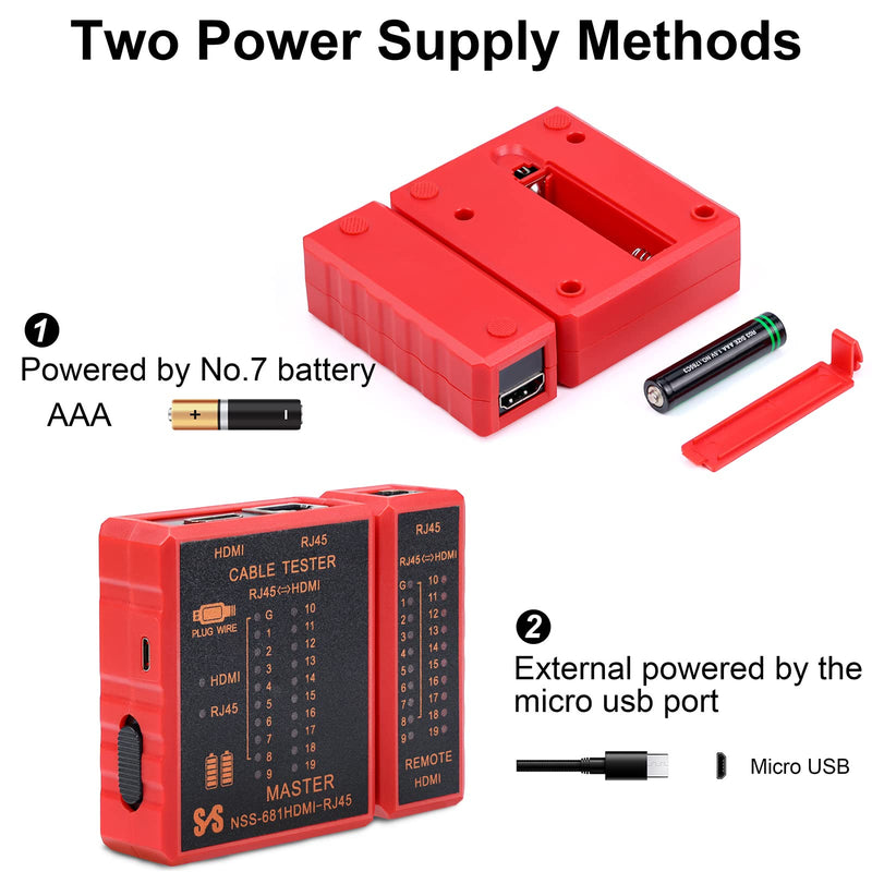 HDMI Tester Portable High Definition Network Cable Tester Checker HDMI & RJ11/45 Tester