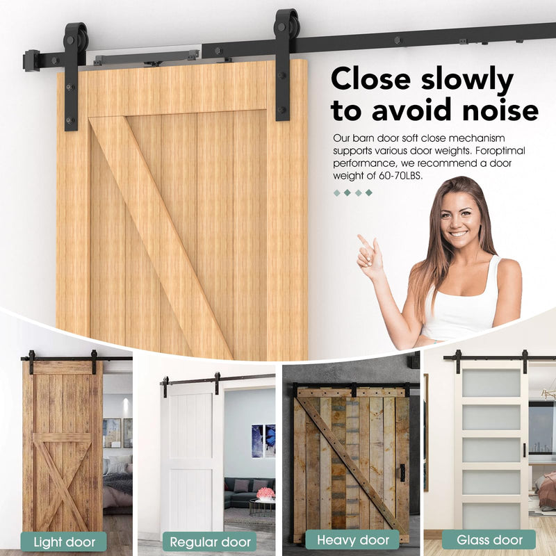 Barn Door Soft Close Hardware Kit,Barn Doors Buffer Damper Stopper is Suitable for Most Flat Track Sliding Door Systems.Supports Doors Weighing 88-132 lbs,No Hole Installation (Black 2pcs) Black 2pcs
