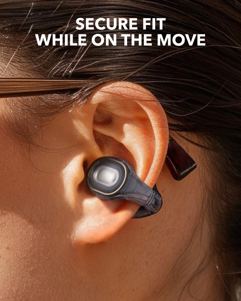 Soundcore C30i by Anker, Open-Ear Earbuds, Clip-On Headphones, Lightweight Comfort, Stable Fit, Firm-Shell Design, Attachable Ear Grips, Big Drivers for Clear Audio, 30H Play, IPX4 Water-Resistant Clarity Black