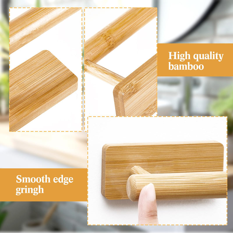 Maxcheck 2 Pcs Bamboo Toilet Paper Holder Wall Mounted Bathroom Towel Holder Wood Towel Rack Toilet Paper Holder and Towel Holder Set Wood Towel Bar Towel Hanger for Kitchen Living Room Bedroom