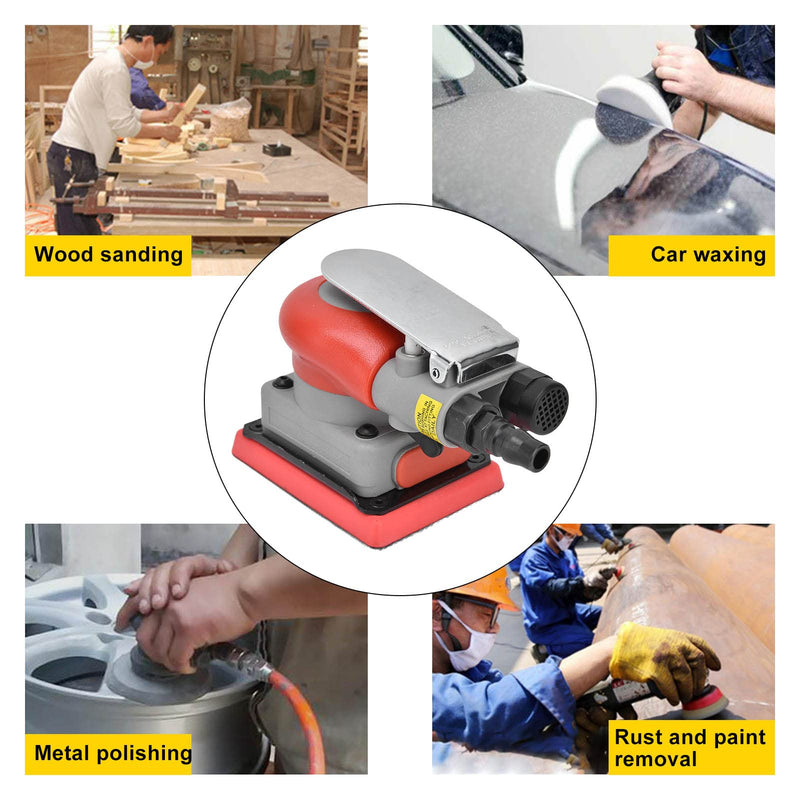 WALFRONT Pneumatic Sander Sander 10000 RPM Air Orbit Finishing Sanding Tool for Wood Sanding Car Waxing Metal 0.6-0.8Mpa