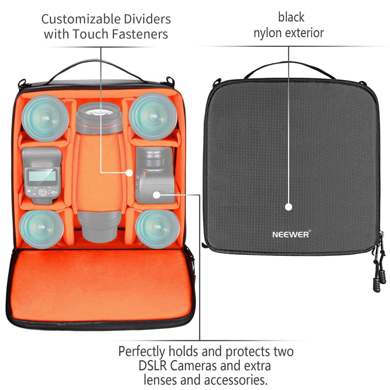 Neewer® Flexible Partition Camera Padded Bag Insert Protection Handbag for SLR DSLR Mirrorless Cameras and Lenses,Flash Light,Radio Trigger,Battery and Charger,Cables and Other Camera Accessories | For SLR, DSLR, Mirrorless Camera, Lens, Flash Light, R...