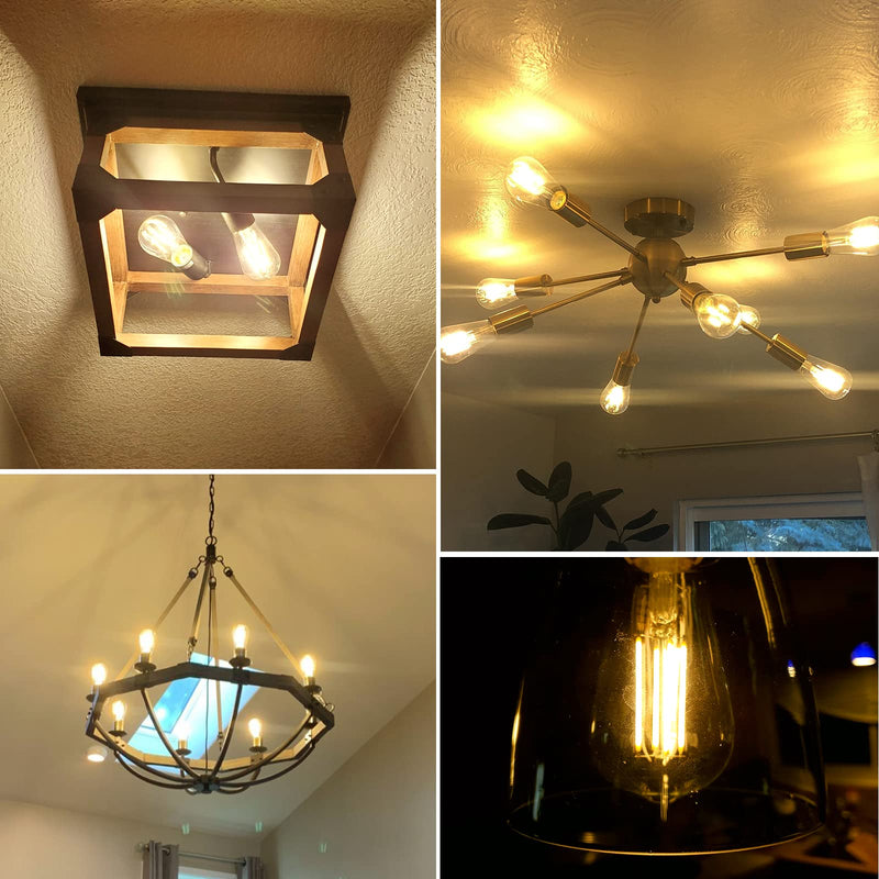 PARTPHONER LED Light Bulbs Dimmable Vintage Edison Bulb, E26 LED Bulb 60W Equivalent 720 Lumens, Warm White 2700K, ST58 Antique LED Filament Bulb CRI 85+, Clear Glass, Pack of 12 12 Count (Pack of 1)