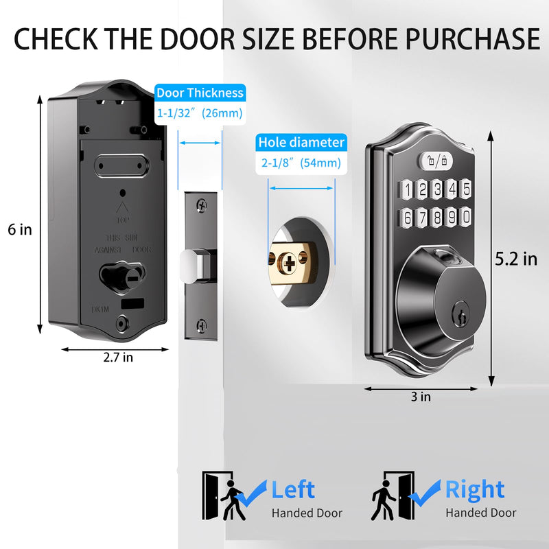 Deadbolts Lock for Front Door：Fingerprint Door Lock 0.3s Fast Unlock 100 Fingerprints 100 Codes Keyless Entry Smart Electronic Keypad Digital Auto Lock 1-99s Black