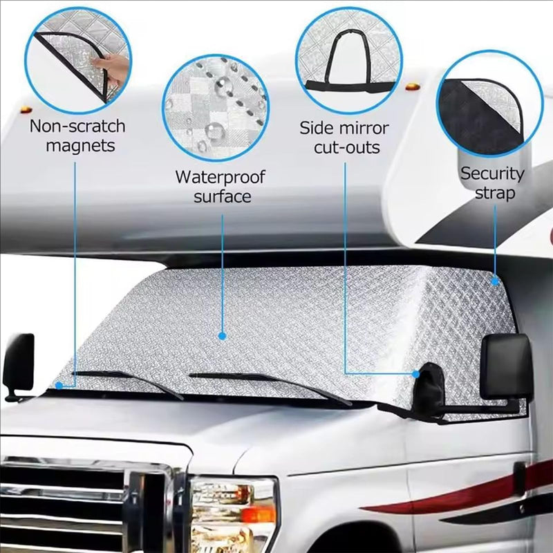 RV Windshield Cover Compatible with Ford E450 Class C 1997-2025 RV Front Window Motorhome Cover Sunshade/Snow Cover
