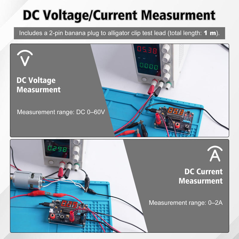 DIY Digital Voltmeter & Ammeter Soldering Practice Kit, DC Voltage Current Meter with LED Display, Test Leads, Dual Power Electronics Kit STEM Learning Project for Beginners Teens Adults