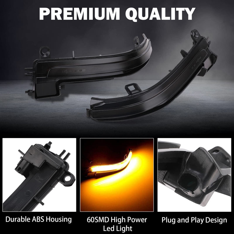 LED Dynamic Sequential Turn Signals Mirror Lights for BMW F30 F32 F36 F22 X1 i3 BMW 1/2/3/4 Series Smoked Sequential Side Marker Turn Signal Light Lamp Blinkers Accessories 63137280771 63137280772 Dark Smoked Lens