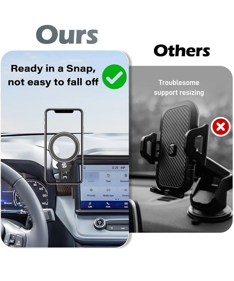 Car Phone Holder for Ford Maverick 2022 2023 2024 8" Screen Accessories | MagSafe Strong Magnets Clip-On Cell Phone Mount, 360° Rotatable Hands-Free Holder, Dual Slots for Driver & Passenger fit for 2022-2024 Ford Maverick(8 Inch)