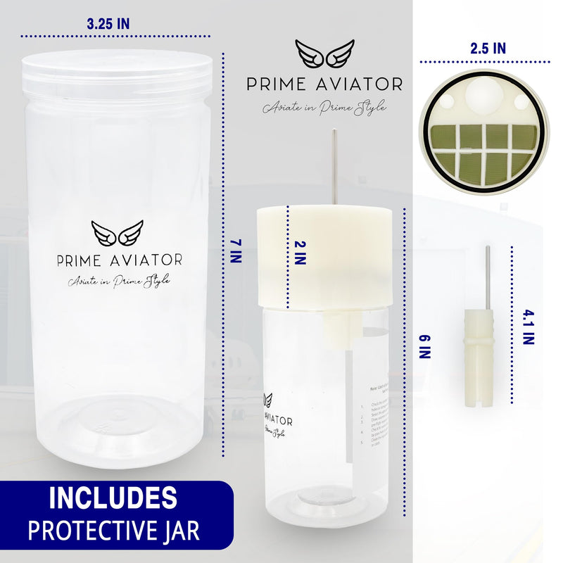Aviation Fuel Tester with Optional Protective Jar – 12 oz AVGAS & Jet A-1 Reusable Fuel Sampler and Water Separator | Includes Removable Smell-Proof Storage Tube