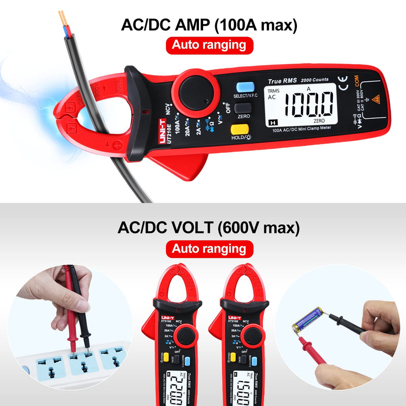 UNI-T UNI T UT210e Mini Digital Clamp Meter & Phillips Screwdriver, HVAC Tool AC DC Amp Clamp Meter Multimeter Tester Voltmeter Continuity Tester Capacitor Ohmmeter & Cross Screwdriver