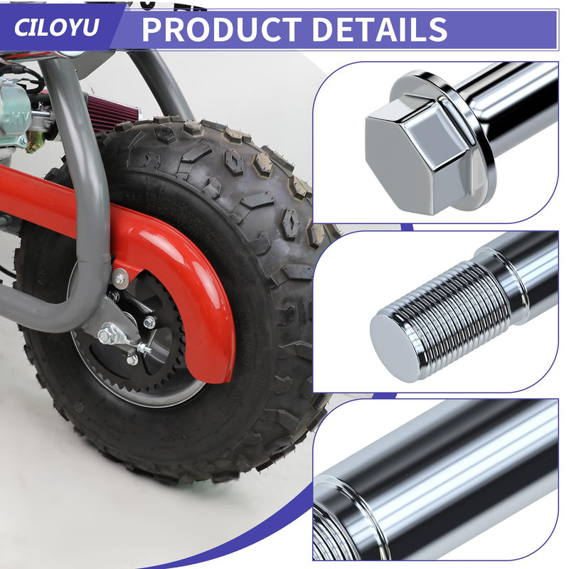 14mm 290mm Mini Bike Rear Wheel Axle Nut Kit with 6202RS Rear Bearing Compatible with Coleman CT200U-EX BT200X 196CC 200CC 6.5HP Mini Bike Powersports Accessories Parts 15mm Chain Adjuster 290mm rear axle