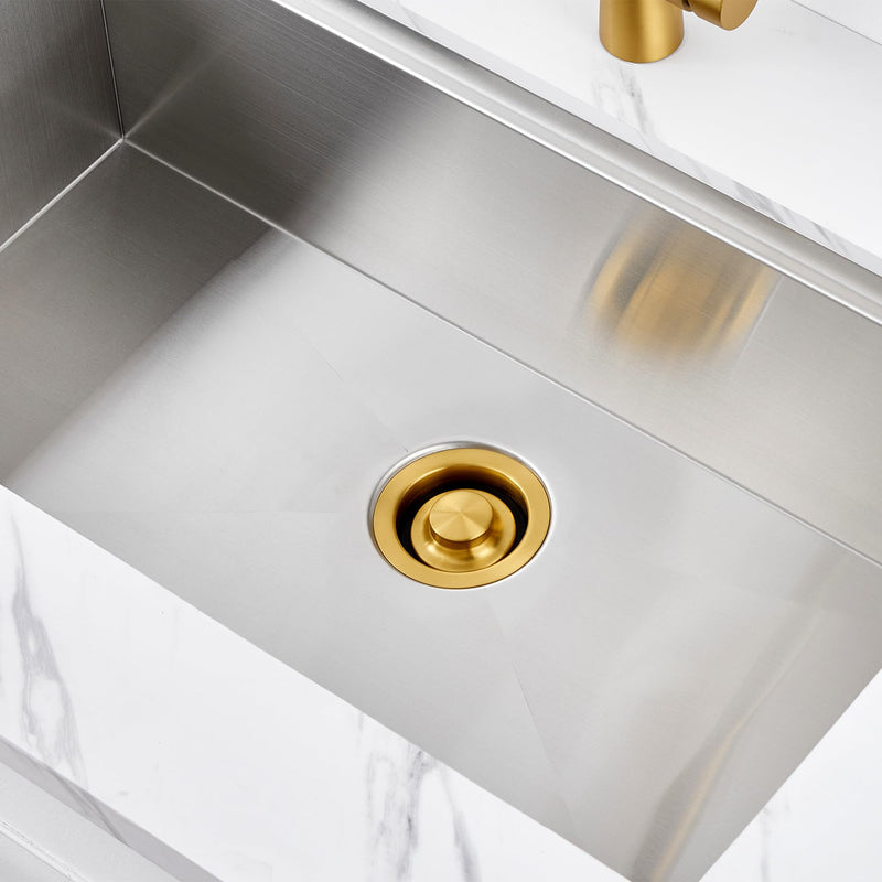 Luxier GD02-G Kitchen Sink Garbage Disposal Flange and Stopper in Brushed Gold