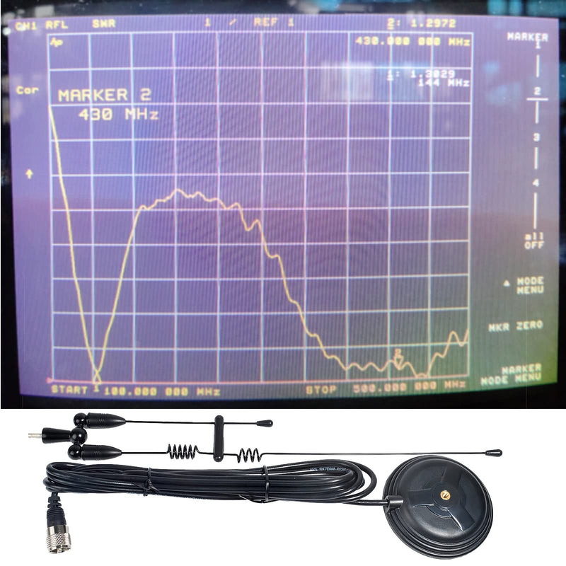 HYS Amateur Dual-Band VHF & UHF Magnet Base Antenna for 2m/70cm Motorola Mobile Ham Radios & Repeaters with 3.5inchs Magnetic Mount, W/13ft RG58 Cable PL-259 UHF Male Mag Mount (Black) Black