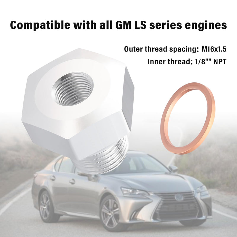 LS Oil Pressure Adapter Compatible with All GM LS Series Engines,M16x1.5 LS Swap Oil Pressure Sensor Adapter,Standard Car Accessories Engine Oil Pressure Sensor Adapter