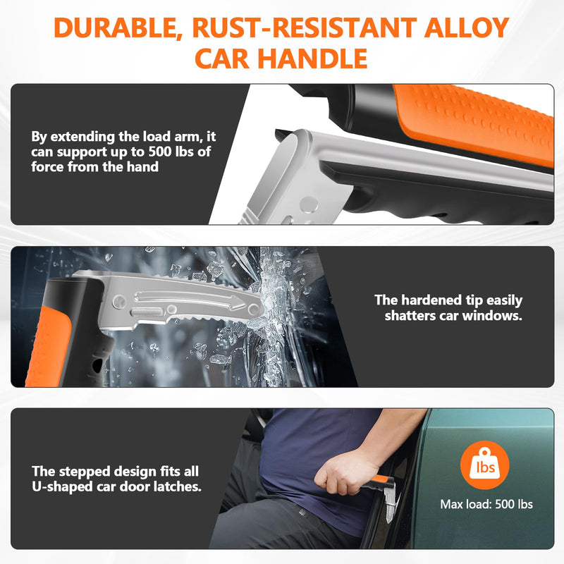 Car Door Handle for Elderly - 2025 New 3-in-1 Car Handle Assist, 2 Pack Auto Cane Portable Vehicle Support Handle Door Assist Bar, Max Load 500 Lbs, Anti-Slip Design (Orange-2-Pack Car Handle) Orange-2-Pack Car Handle