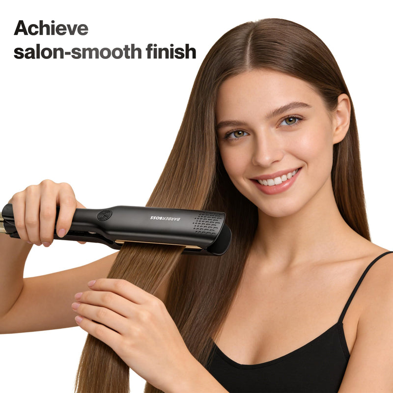 BarberBoss Hair Straighteners for Women, Ceramic Hair Straightener with Floating Plates, Negative Ionic & Keratin Technology, Adjustable Temperature, Professional Flat Iron for Straightening, QR-8422 | Negative Ionic, Keratin Care, Adjustable Heat, Pro...