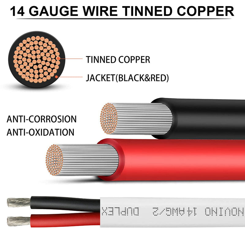 14 Gauge Marine Wire,14 AWG 30ft 14/2 Duplex Marine Grade Wire,Tinned Copper Oxygen-Free Boat Electrical Cable for Boat/Automotive/RV/Solar/LED Strips 30 ft 14 gauge