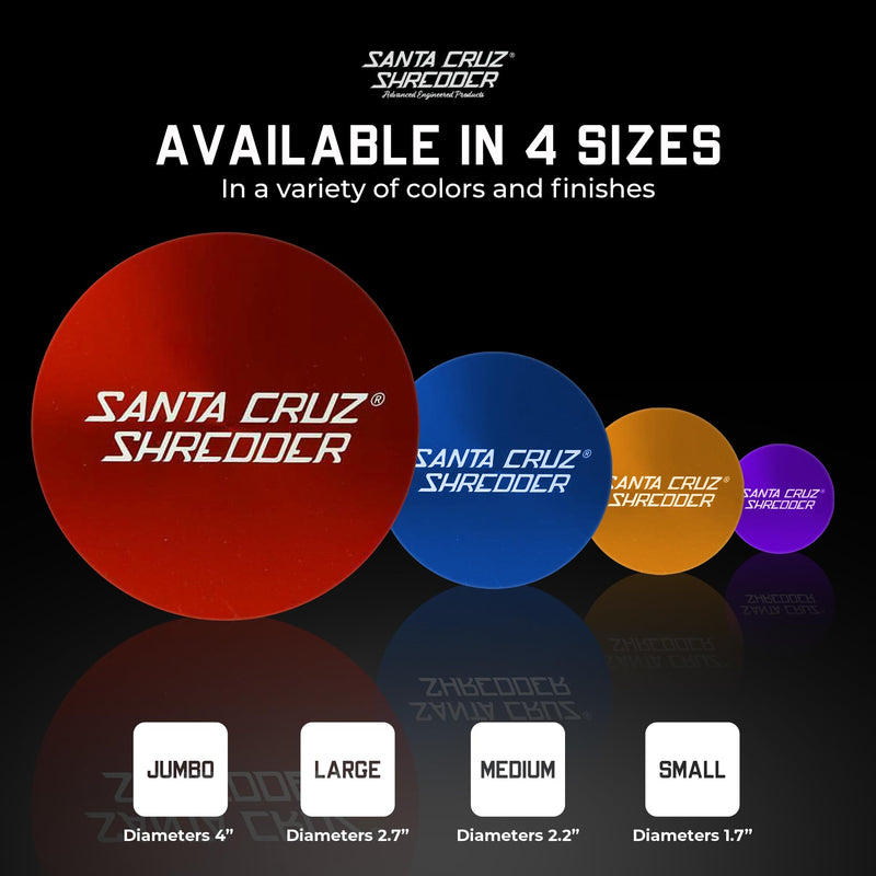 Santa Cruz Shredder Metal Herb Grinder Knurled Top for Stronger Grip 3-Piece Large 2.7" (Black) 2 3/4″ Diameter, Height : 1 3/4" Black
