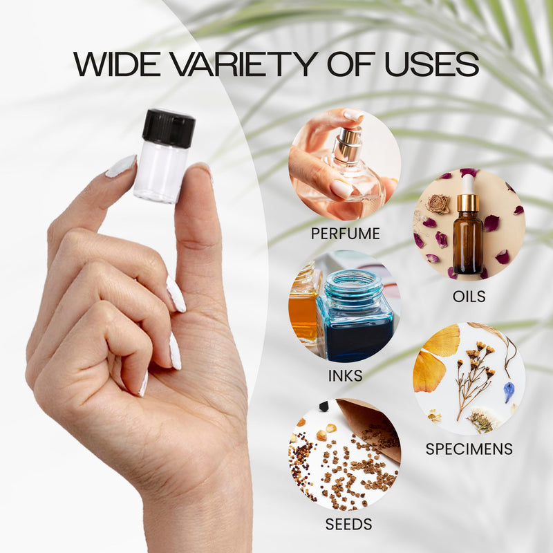 Beauticom 156 Packs 2ML Clear Glass Vial for Essential Oils, Aromatherapy, Fragrance, Serums, Spritzes, with Orifice Reducer