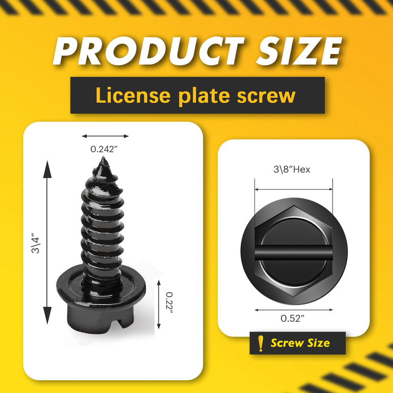 Upgraded License Plate Screws with Nylon Retainers, License Plate Screw Kit for Front & Rear Plates, #14 x 3/4" Slotted Hex Head Bolts with Rustproof Finish for Domestic Vehicles【8 Pack】