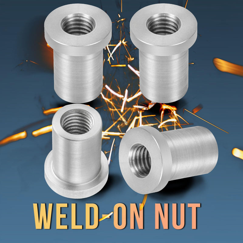 Weld-On Nut,1/2"-13 Thread Long Threaded Stepped Female Weld Nut Steel Chassis Mount Tab Pack of 4 1/2"-13 4-Pack