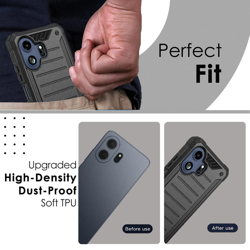 HRWireless Compatible for TCL NXTPAPER 70 Pro Shock-Resistant Design Hybrid Phone Case, Textured Grip, and Raised Edges + Tempered Glass Screen Protector Black