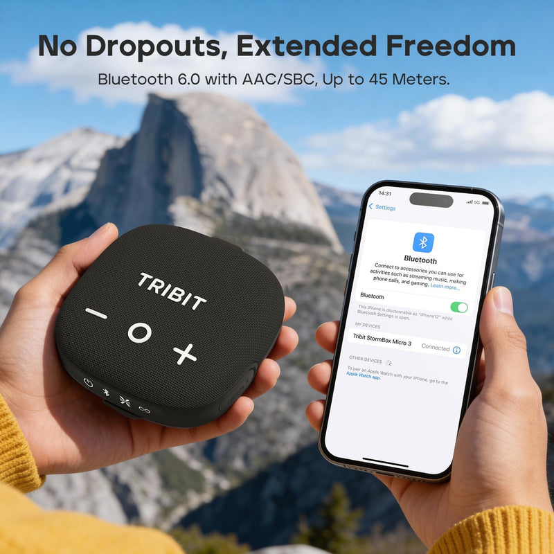 Tribit StormBox Micro 3 Portable Bluetooth Speaker, 13W, IP68 Waterproof | Bike Speaker, BT6.0, 24H Playtime, Magnetic & Strap, XBass, Custom EQ, Wireless, TWS Pairing, Outdoor, Home, Cycling, Black