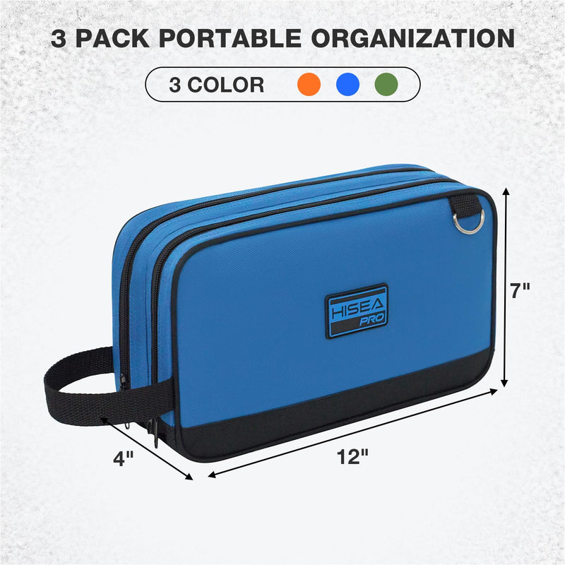 HISEA 3 Pack Small Tool Bag Set, 12 Inch Tools Pouch with 2 Pockets and Adjustable Shoulder Strap, Small Tool Organizer and Storage with Zipper for Electrican, Travel, Green Orange Blue Green, Orange, Blue 12inch