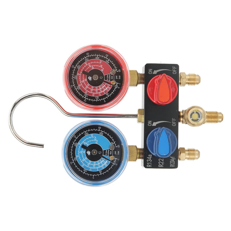 Yosoo Manifold Gauge R22 4 Pressure Gauge Refrigerant Fluorinated Enlarged for G1 R1234Yf R134A for Mini for G1 4 R22 R134A R1234Yf Miniature Manifold Fittings