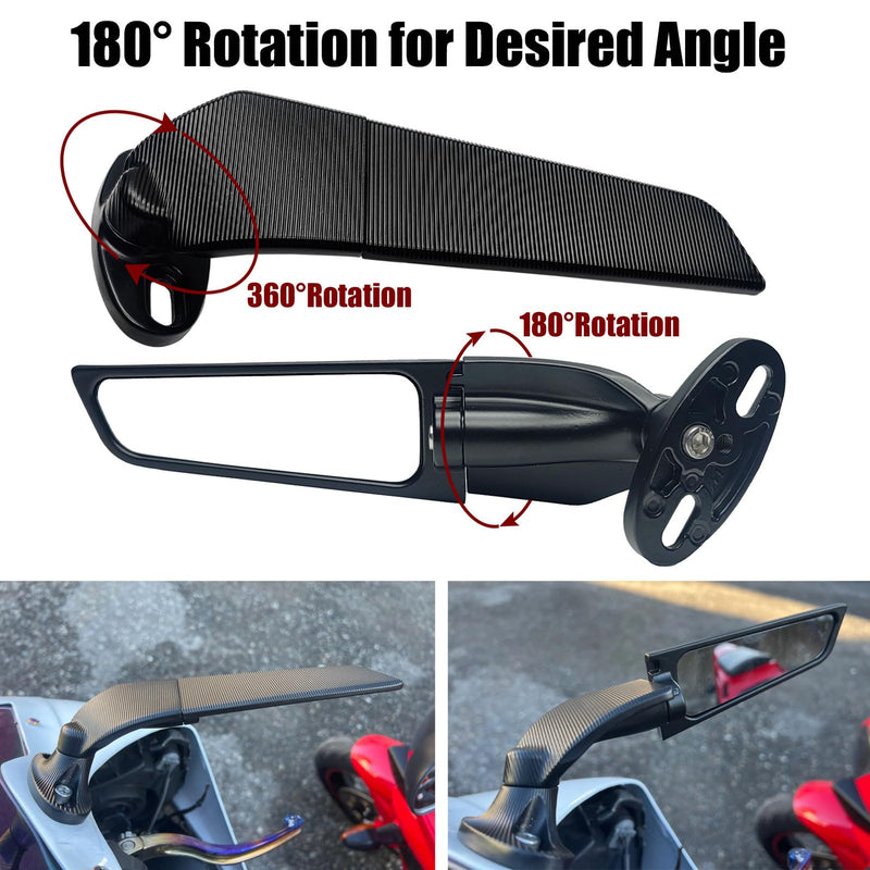  [AUSTRALIA] - Motorcycle Mirrors Stealth Wind Wing Side Rearview Mirrors Compatible With Kawasaki Ninja 650 2025 Ninja 500 Ninja 400 300 ZX6R ZX10R ZX4RR ZX14R Suzuki GSXR 1000 600 750