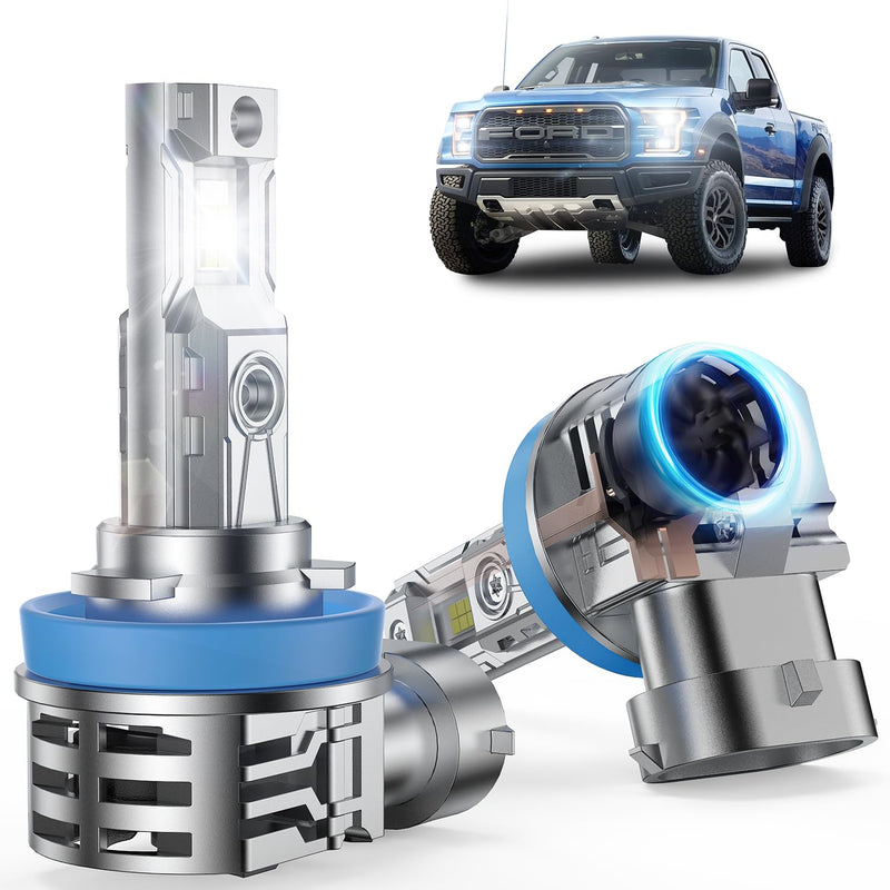 [2026 Upgrade] H 11 Led Bulbs [Latest & Brightest] 50000lm 800% Super Bright 1:1 Mini Size Fog Light Bulb, Noadapter Required, 6500k White, Pack Of 2 H11/H8/H9