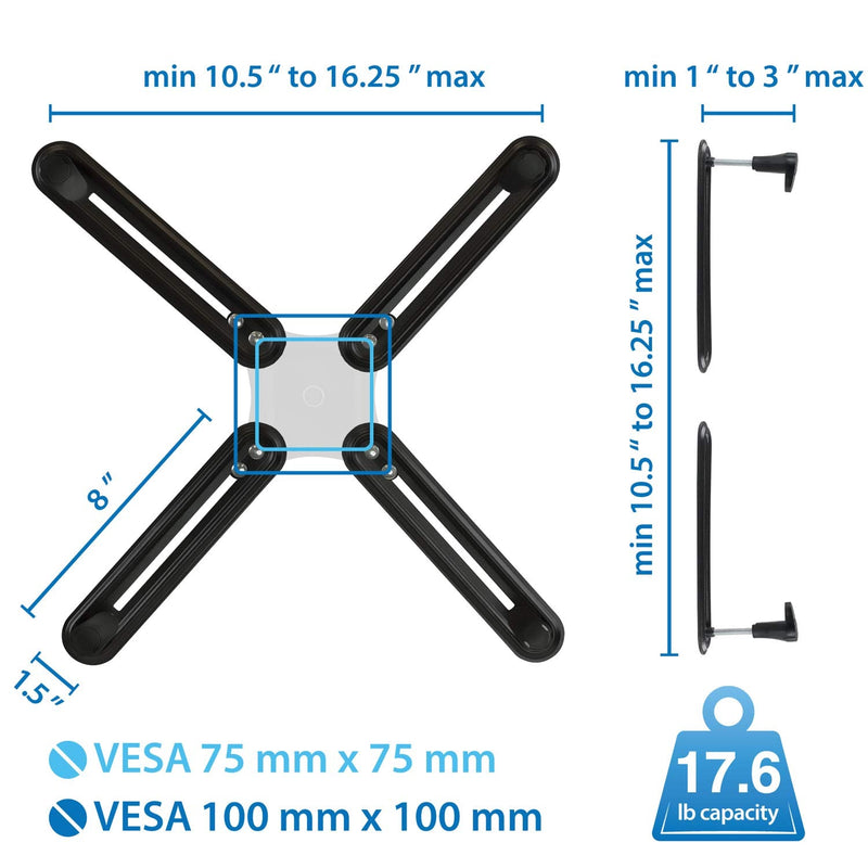 Mount-It! VESA Mount Adapter Mounting Kit for Non-VESA HP ACER Samsung DELL Asus Monitors 13 to 27 Inch LCD LED Screens, VESA 75 and 100 Compatible
