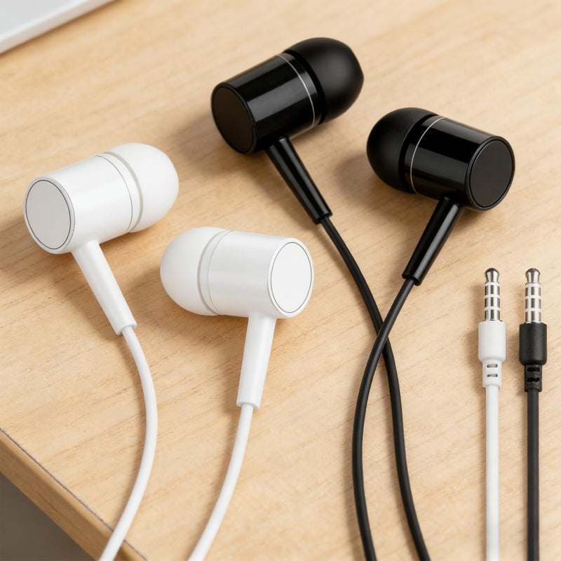 2 Pack Ergonomic Wired Earbuds, 3.5mm in-Ear Headphones with Microphone, Noise Reduction, Durable Tangle-Free Cord for Online Learning Meeting Gym