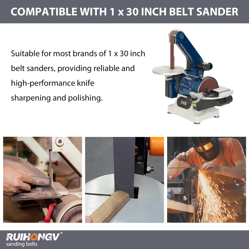 6 Pack 1x30 Sanding Belts for Knife Sharpening, 2 Each of 1000 2500 and 5000 Ultra Fine Grits, Compatible with 1 x 30 Inch Belt Sanders, 1x30 Grinding Belts for Knife Polishing Metalworking 1000,2500,5000 Grit