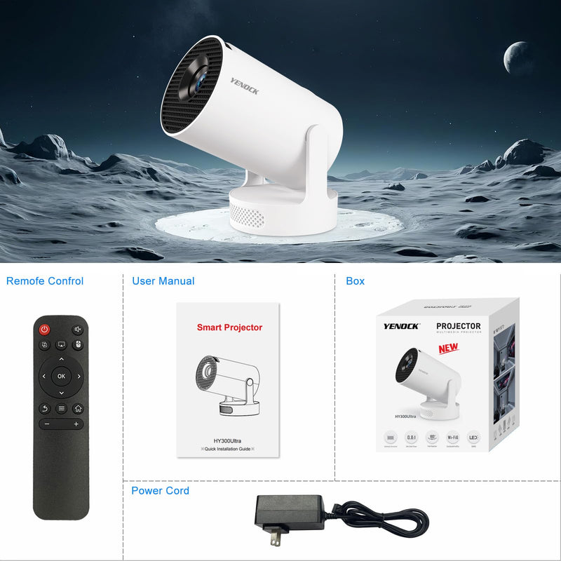 【Built-in Apps】Mini Projector WiFi and Bluetooth ,Movie Projector Compatible with TV Stick Smartphone / HDMI / USB,Support 4K Portable HD Outdoor Indoor for Home Theater with Wall/Ceiling Projection
