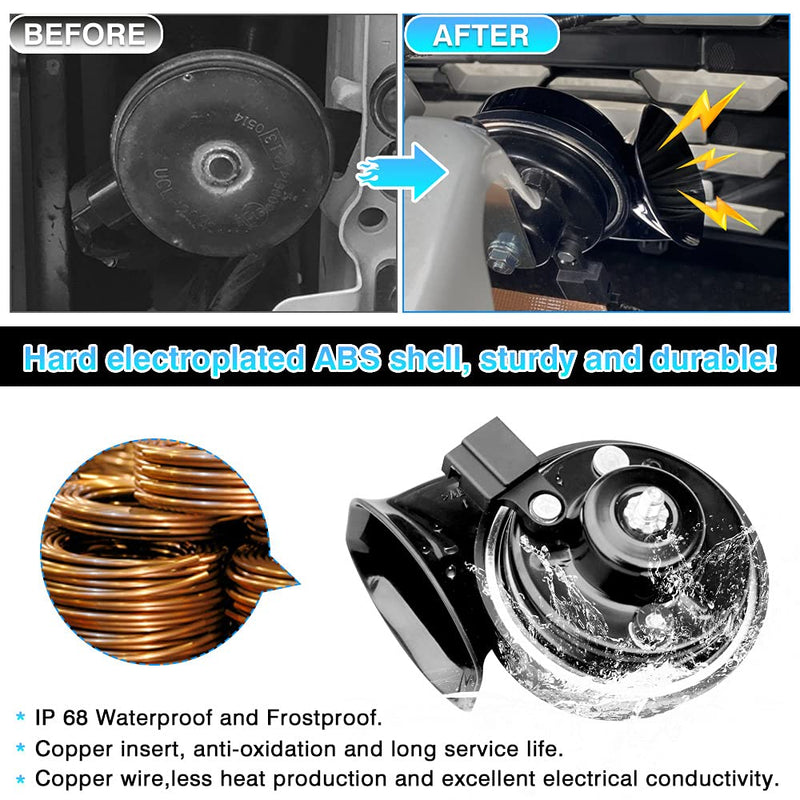 Autorder Car Horn Kit for Toyota RAV4 2025 2024 2023 2022 2021 2020 2019 Accessories 12V Snail Horn Waterproof High Low Tone Car Trumpet Replacement (Black)