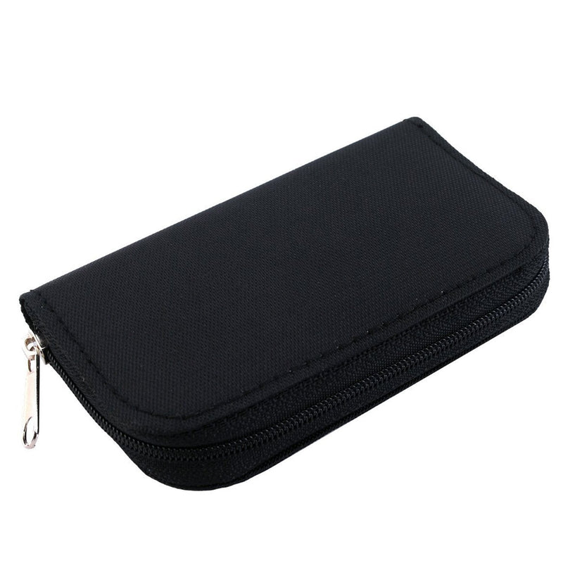 Memory Card Carrying Case - Suitable for Micro SD, Mini SD and 4X CF, Card Holder Bag Wallet for Media Storage Organization (Black) Black